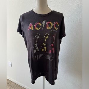 Chaser Black AC/DC Graphic Short Sleeve Tee with Pink and Yellow Print